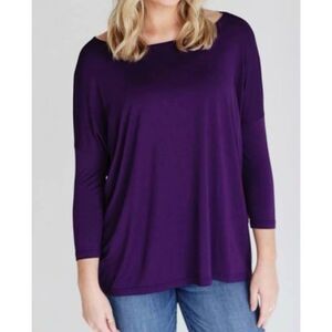 Piko 1988 Purple 3/4 Sleeve Bamboo Top Size Large
